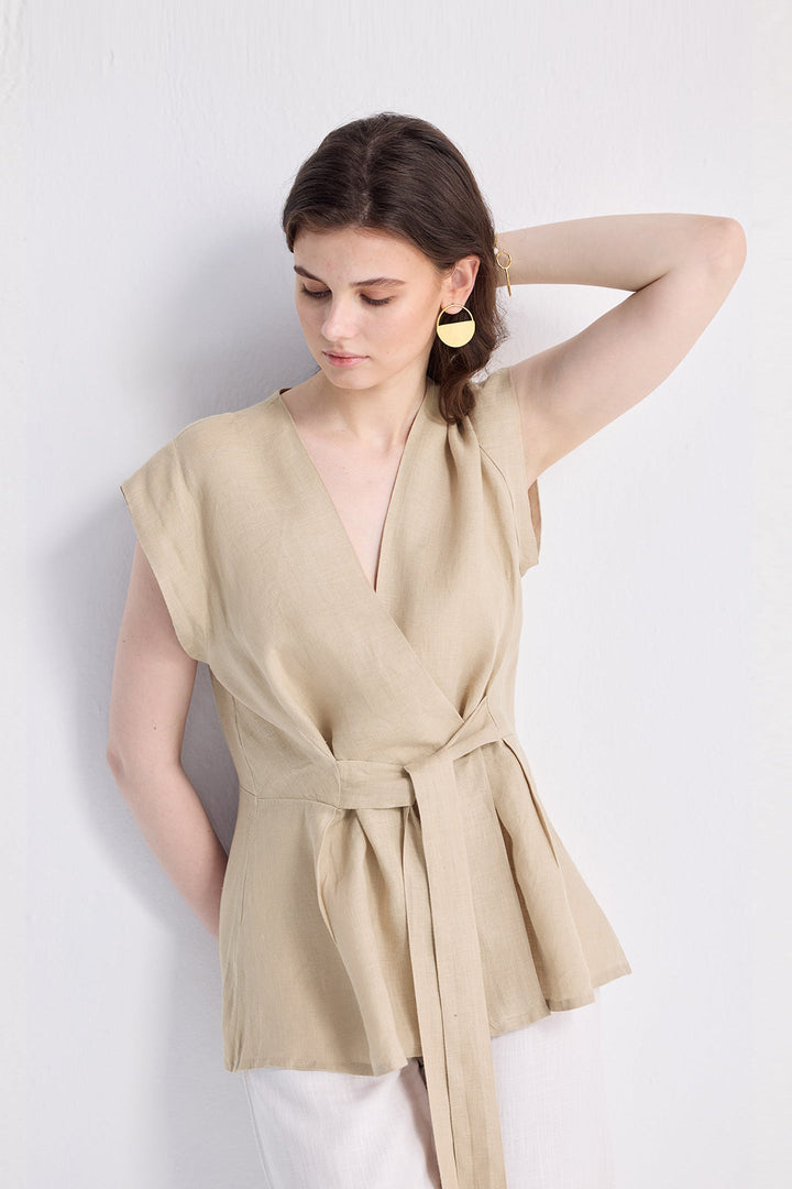 Power Moves Short Sleeve Top | Neutral Beige