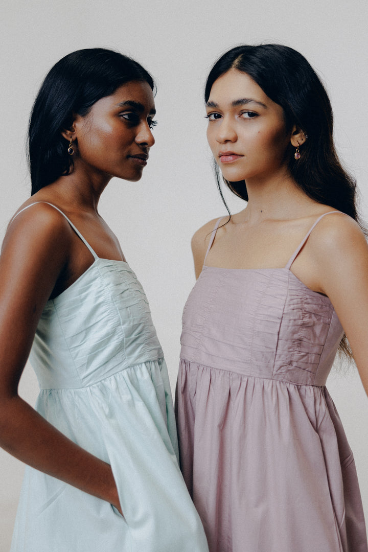 Ruched Strappy Dress - Mint