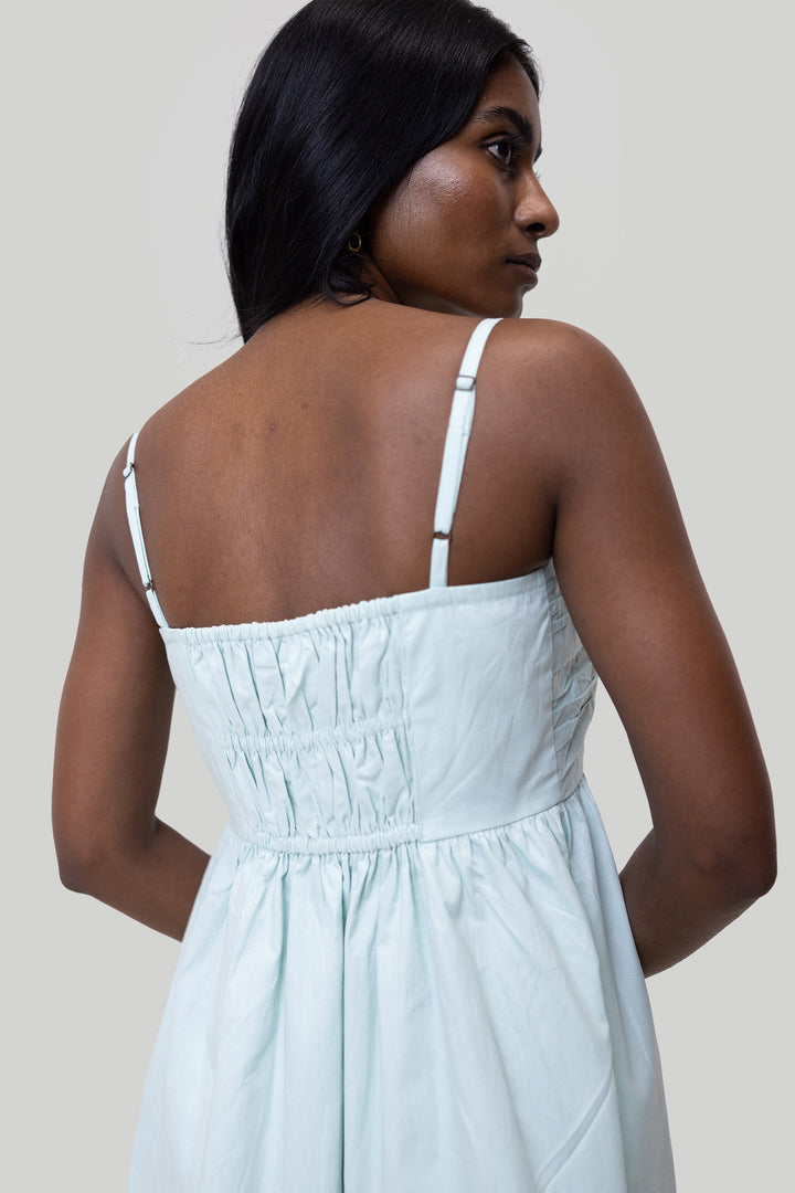 Ruched Strappy Dress - Mint