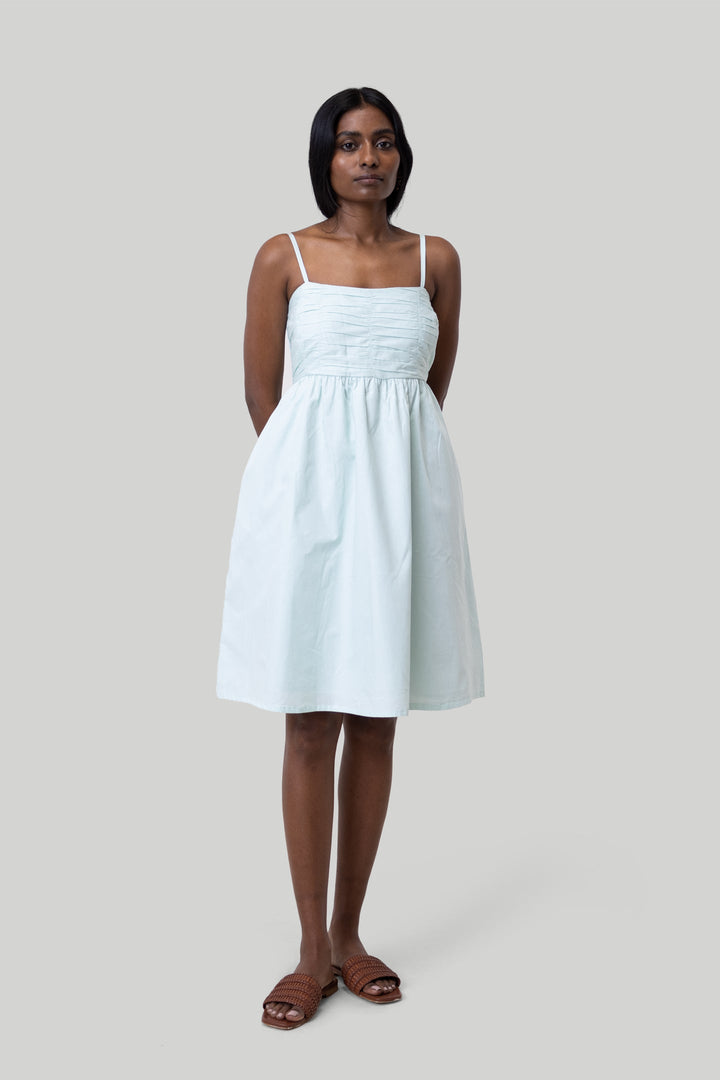 Ruched Strappy Dress - Mint