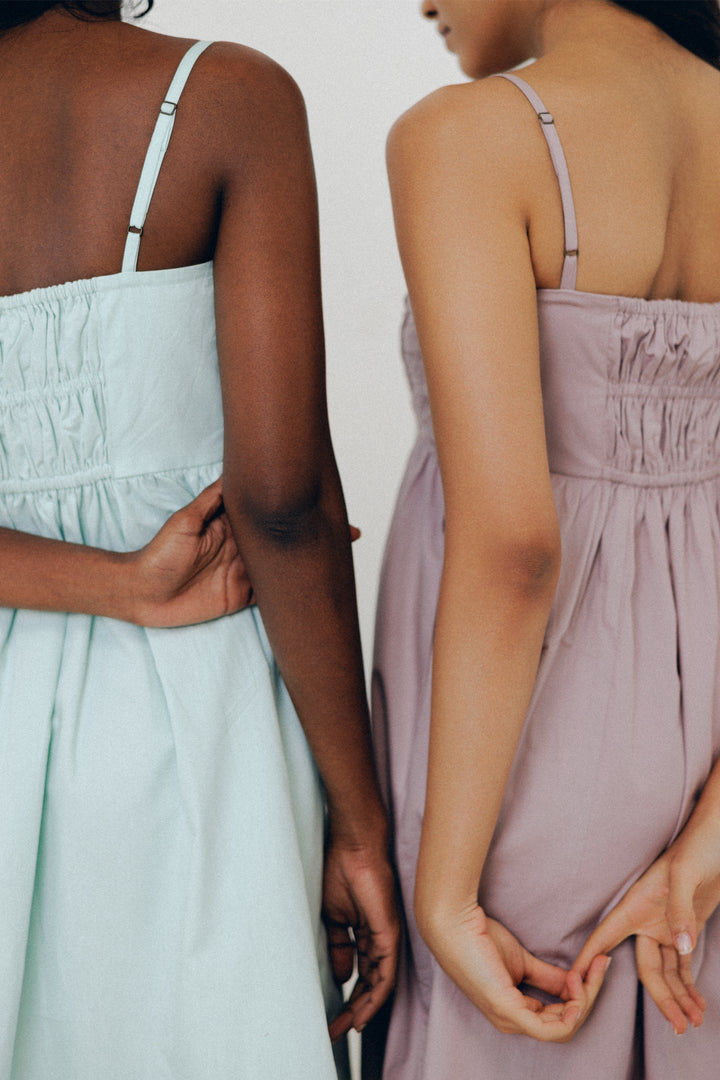 Ruched Strappy Dress - Mint