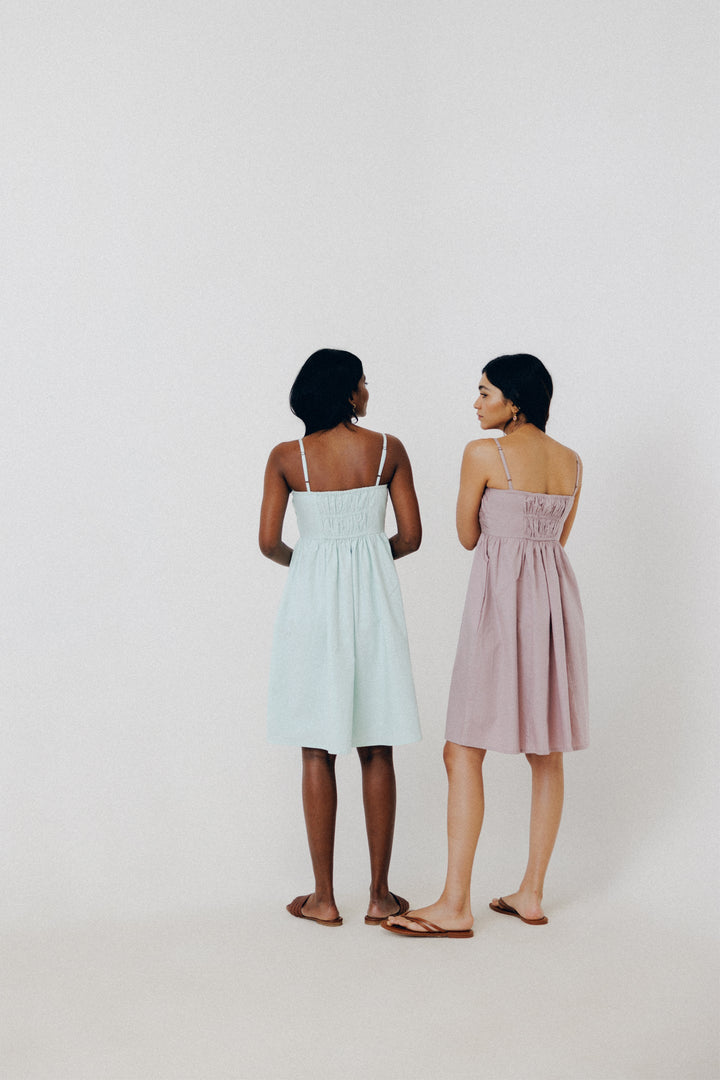 Ruched Strappy Dress - Mint