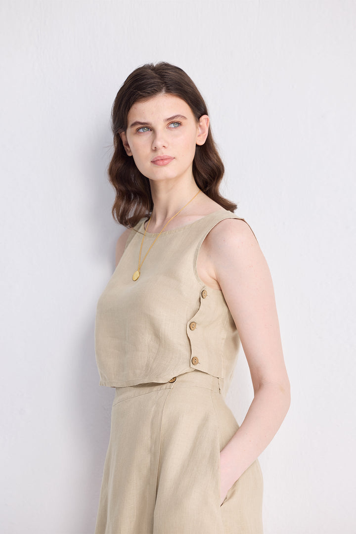Boxy Crop Top | Neutral Beige