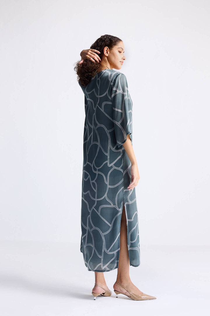 Maxi Dress with Side Slits | Abstract Stripes