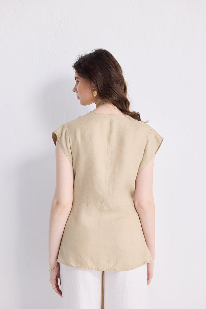 Power Moves Short Sleeve Top | Neutral Beige