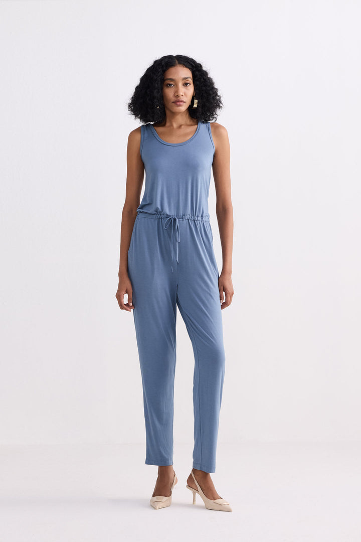 Relaxed Drawstring Jumpsuit | Blue