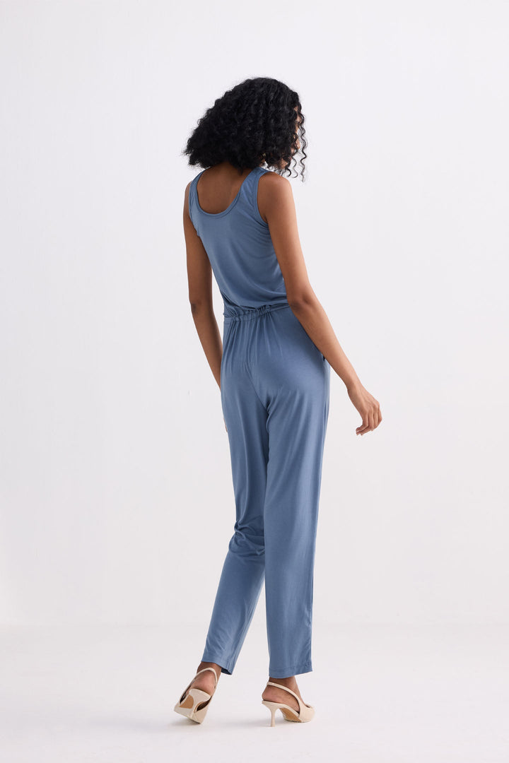 Relaxed Drawstring Jumpsuit | Blue