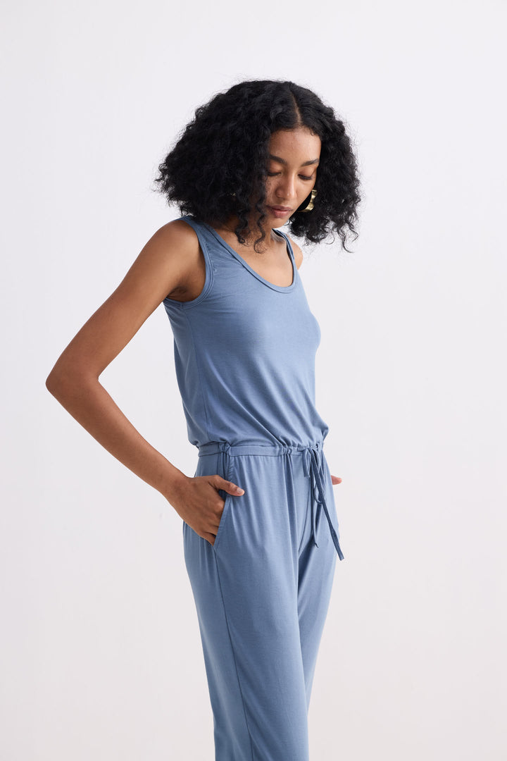 Relaxed Drawstring Jumpsuit | Blue