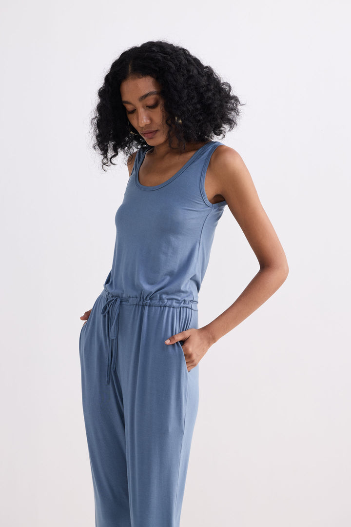 Relaxed Drawstring Jumpsuit | Blue