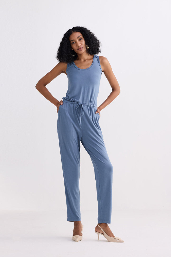 Relaxed Drawstring Jumpsuit | Blue