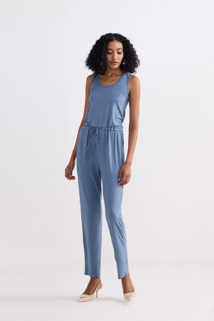 Relaxed Drawstring Jumpsuit | Blue