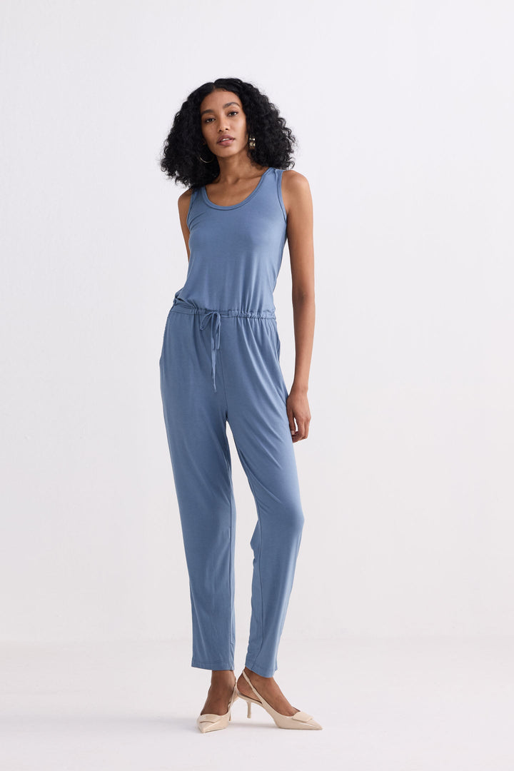 Relaxed Drawstring Jumpsuit | Blue