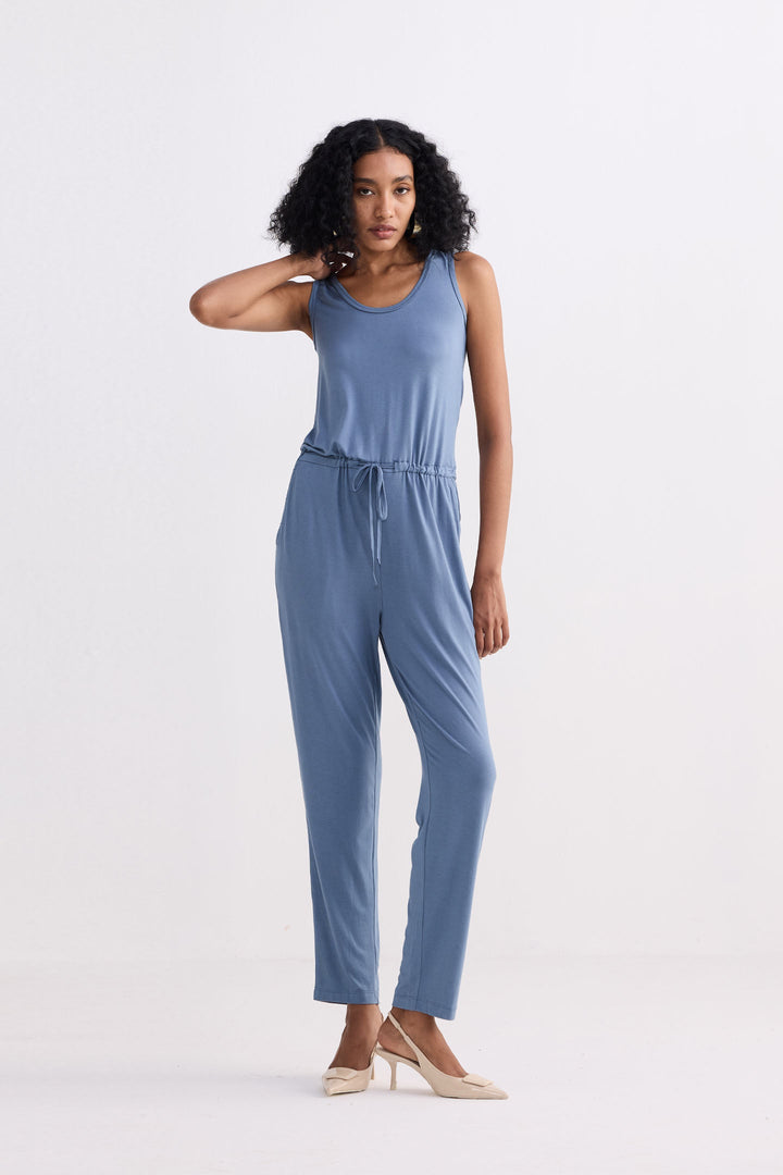 Relaxed Drawstring Jumpsuit | Blue