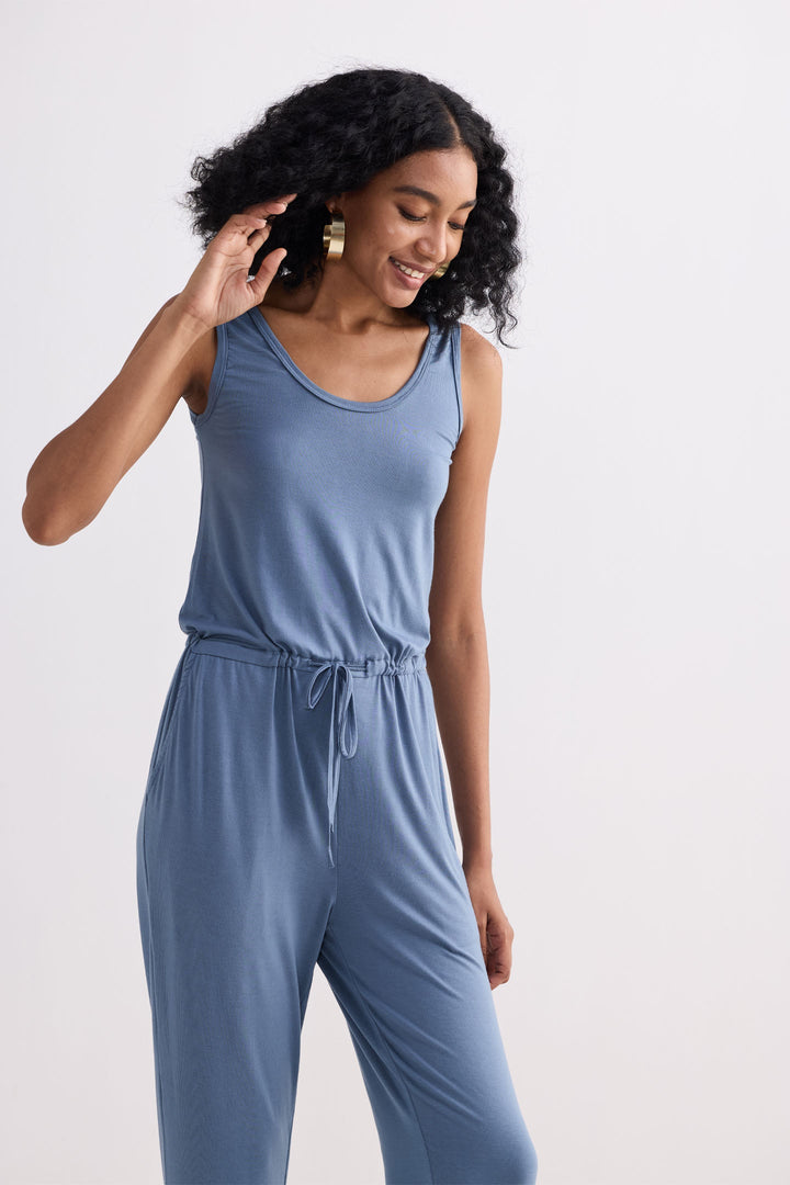 Relaxed Drawstring Jumpsuit | Blue
