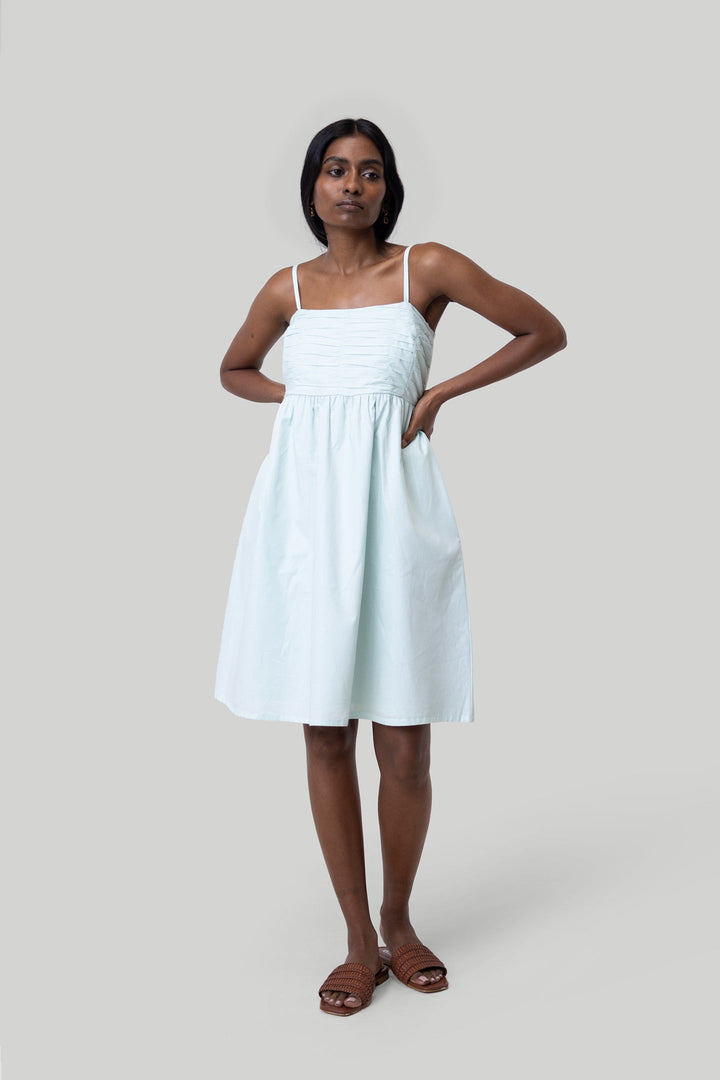 Ruched Strappy Dress - Mint