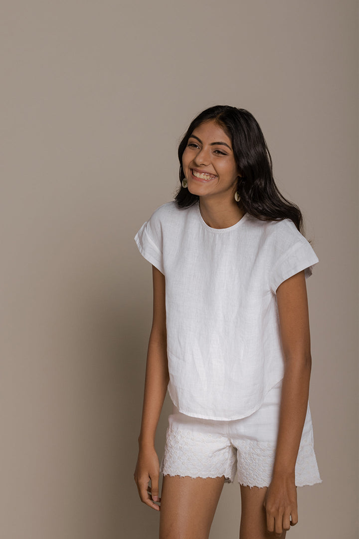 Sandcastle Saturdays Top - White