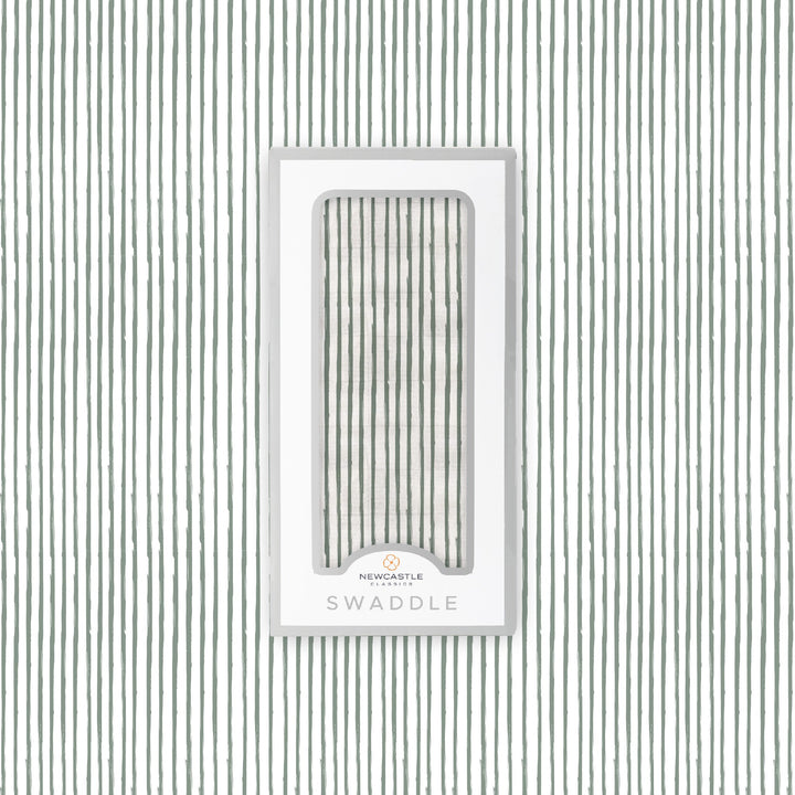 Sage Green Stripe Bamboo Swaddle