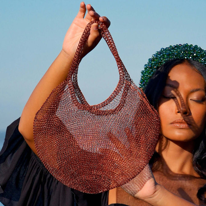 Sol Mesh Wire Tote Bag - Copper