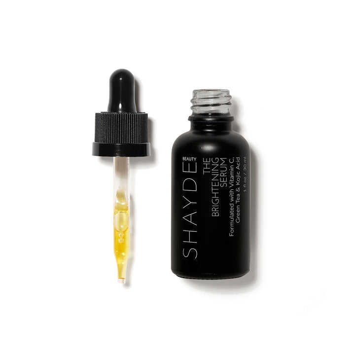 Vitamin C Brightening Serum with Kojic Acid and Green Tea - Bottle and dropper
