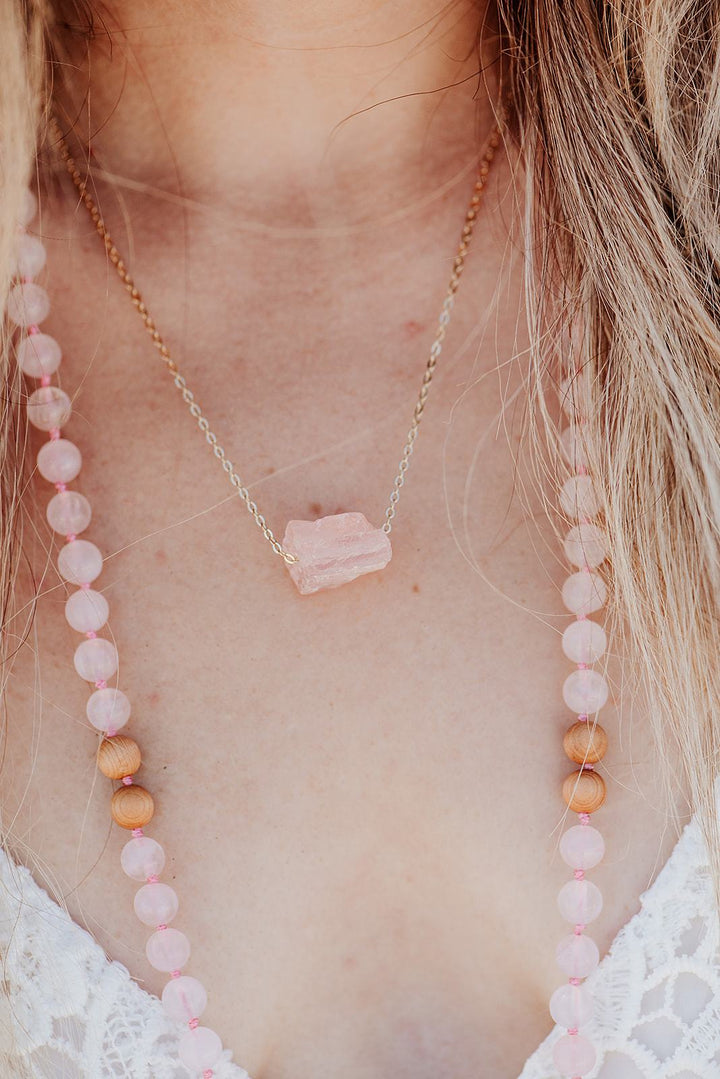 Raw Rose Quartz Necklace
