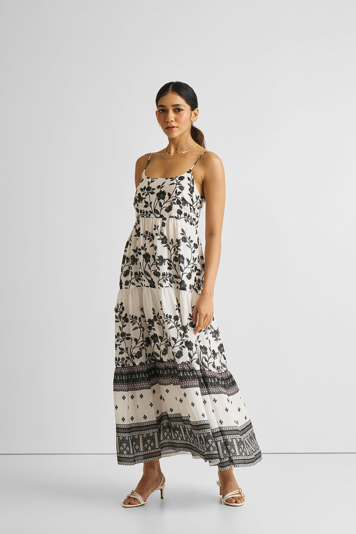 Strappy Tiered Maxi Dress - Florals