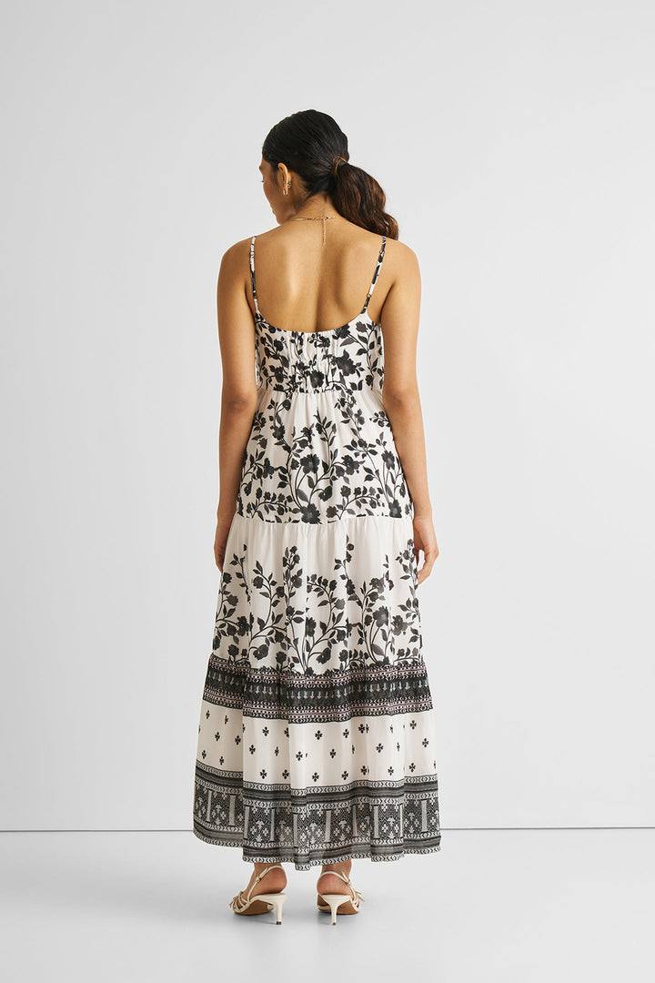 Strappy Tiered Maxi Dress - Florals