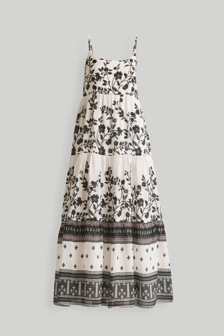 Strappy Tiered Maxi Dress - Florals
