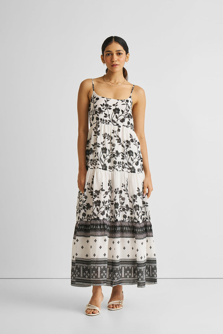 Strappy Tiered Maxi Dress - Florals