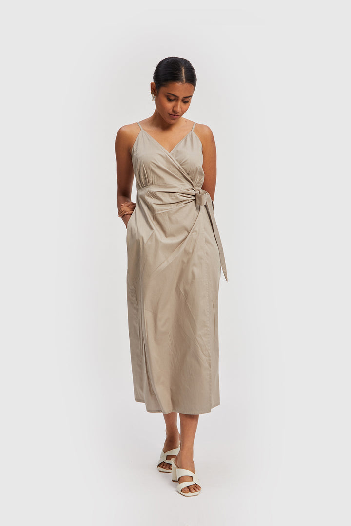 Strappy Wrap Dress - Ecru