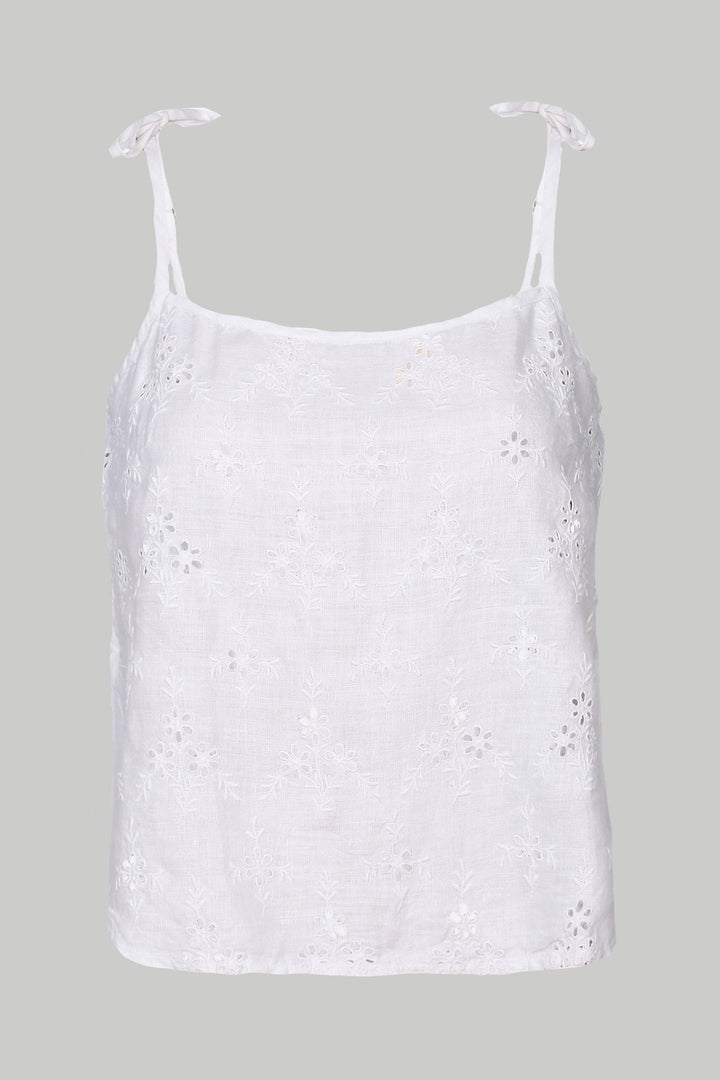 Tie-up Camisole - White Embroidery