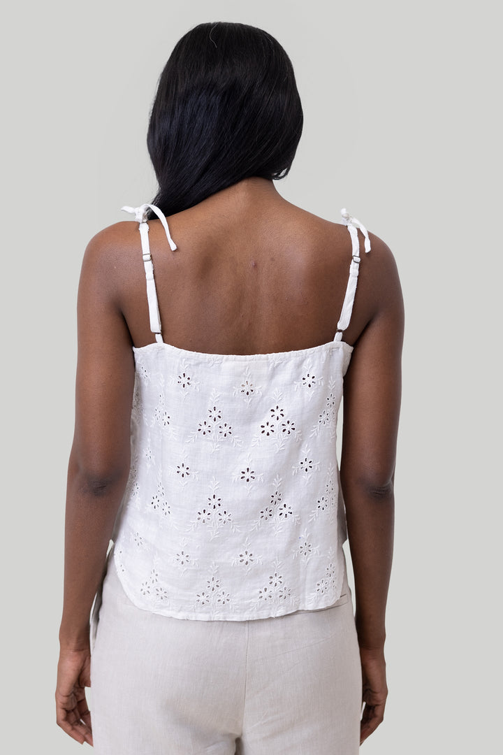 Tie-up Camisole - White Embroidery