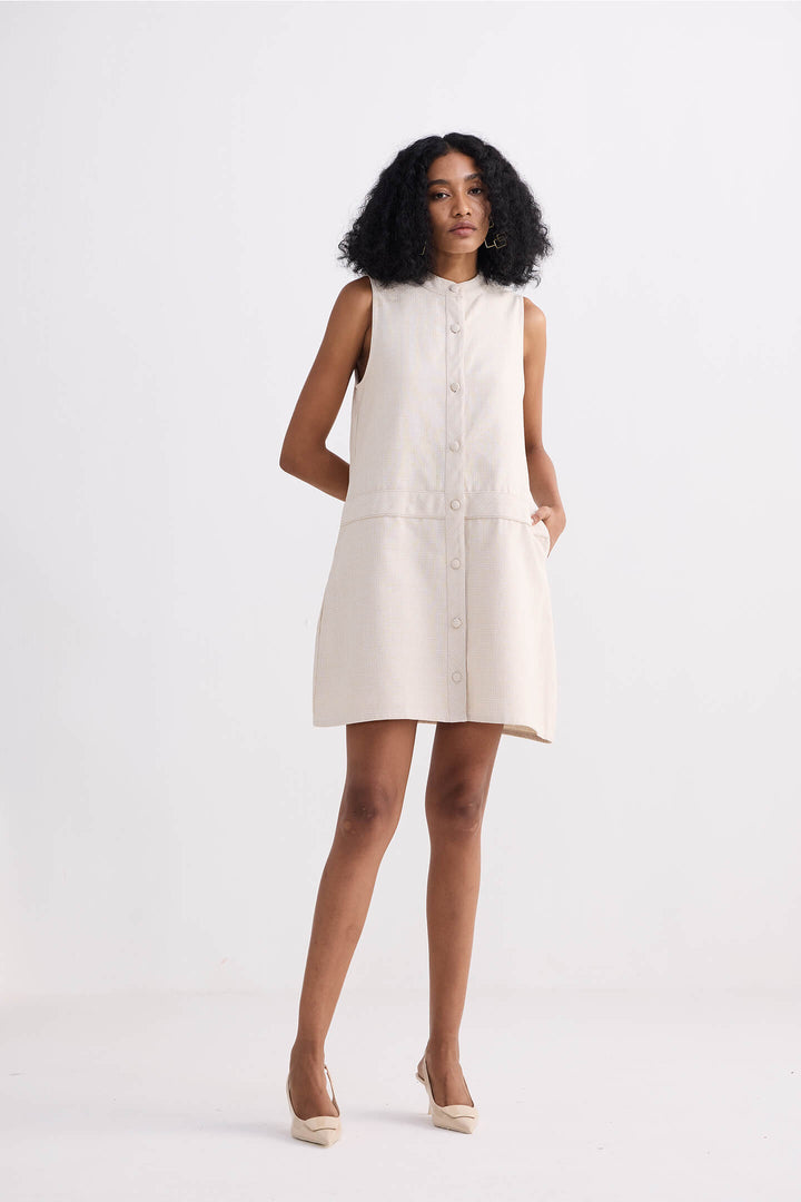 The Cotton Tweed Shift Dress | Cream
