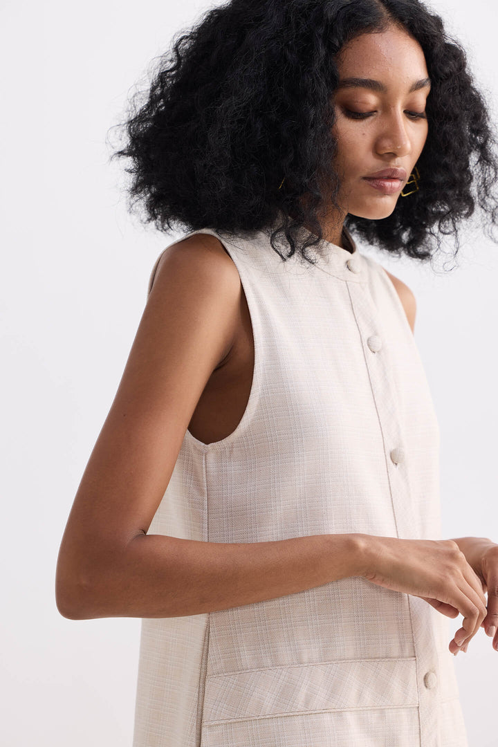 The Cotton Tweed Shift Dress | Cream