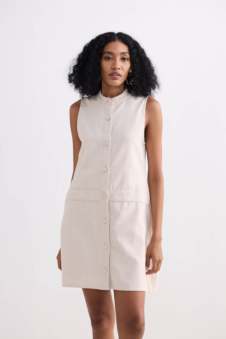 The Cotton Tweed Shift Dress | Cream