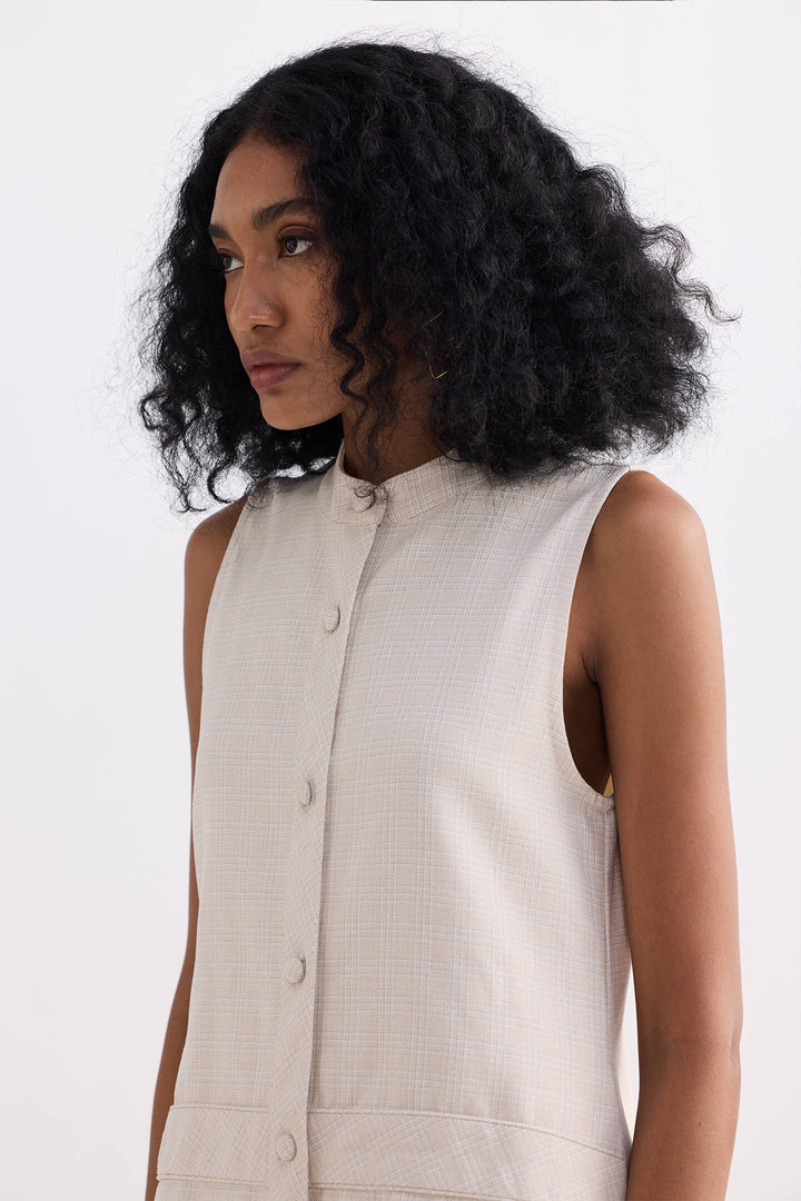 The Cotton Tweed Shift Dress | Cream