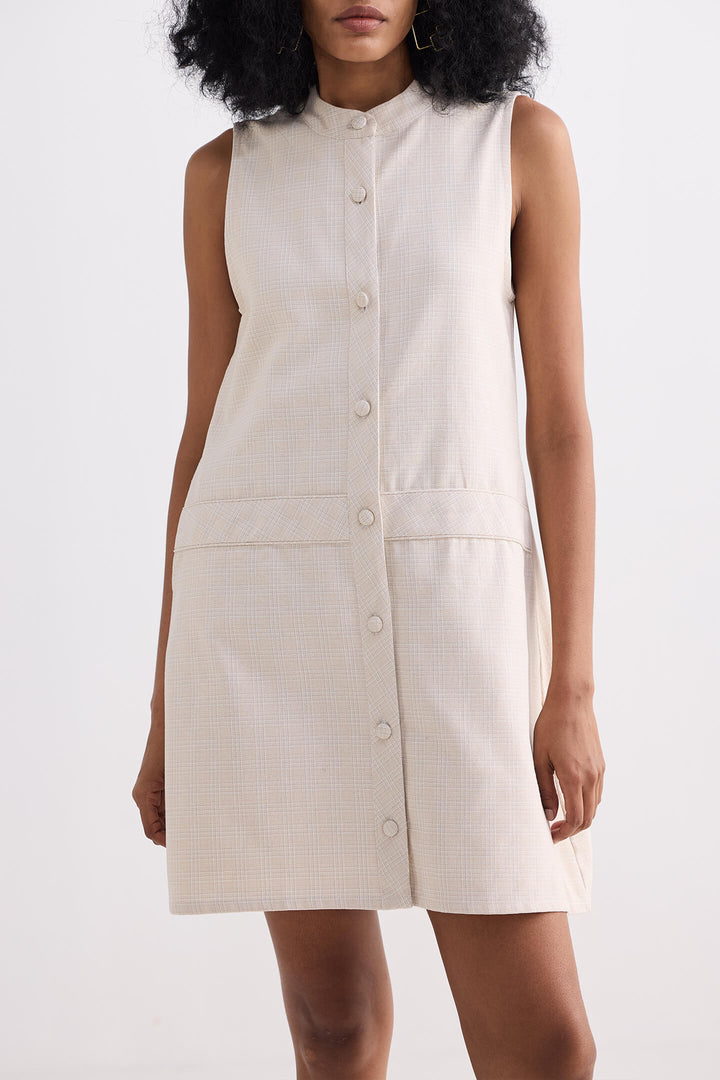 The Cotton Tweed Shift Dress | Cream