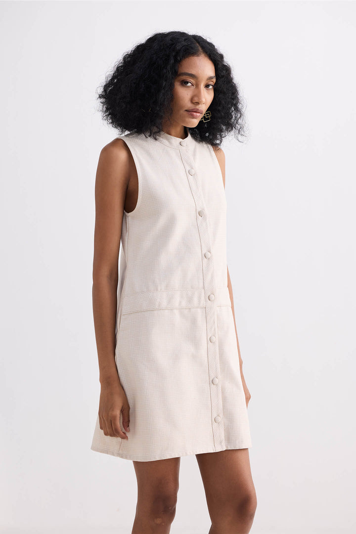 The Cotton Tweed Shift Dress | Cream