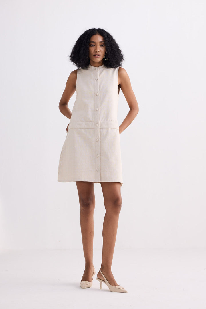 The Cotton Tweed Shift Dress | Cream
