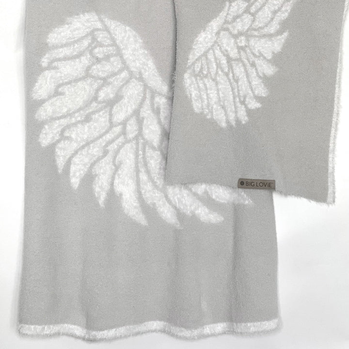 Luxury Dream Wings Silver Blanket with Feather Design - Soft, Washable, Microchenille and Feather Yarn - Perfect for Kids