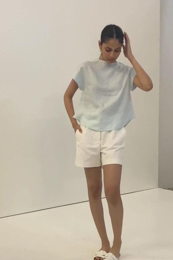 Cap Sleeved Everyday Top | Summer Blue