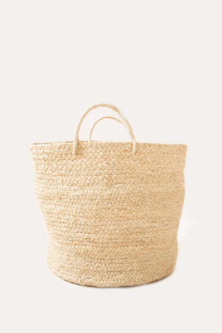 Medium Braided Raffia Basket | Natural