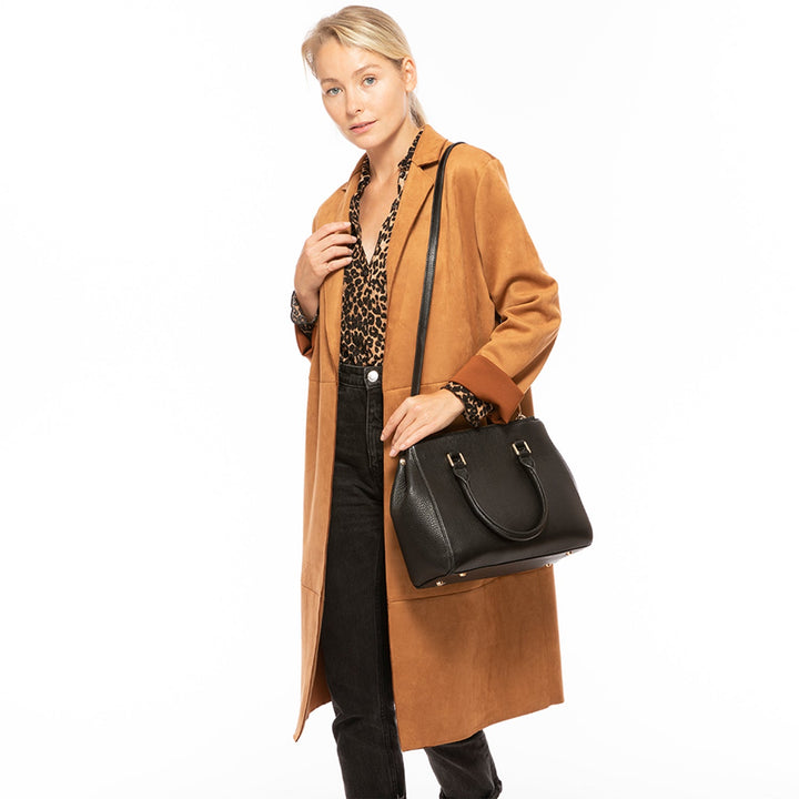 Leather Satchel Bag - Black