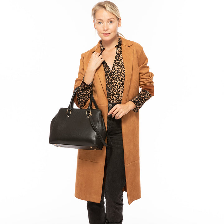 Leather Satchel Bag - Black