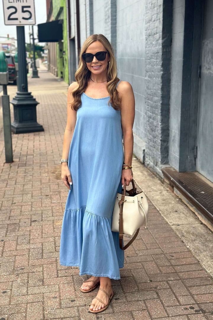 Flowy Maxi Dress - Blue Denim