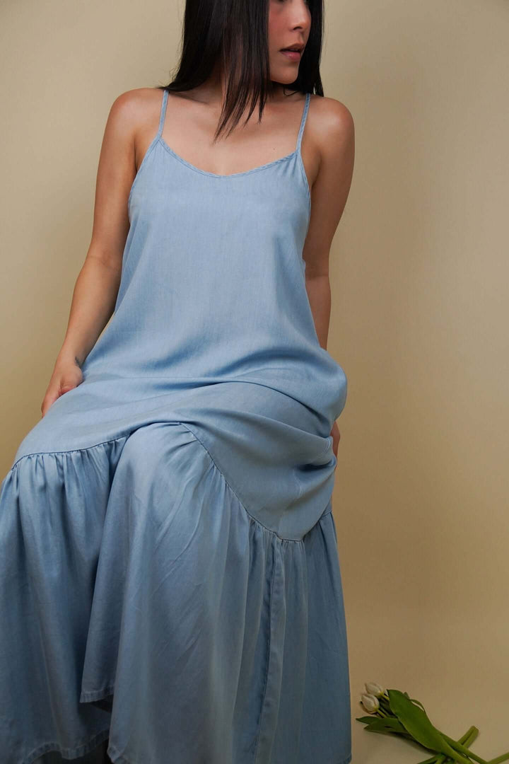Flowy Maxi Dress - Blue Denim