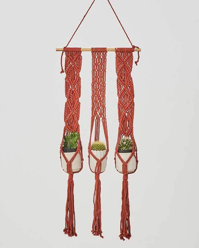 Leon Macrame Plant Holder - Tile Red