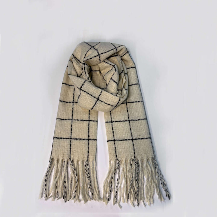 Creamy White Plaid Scarf