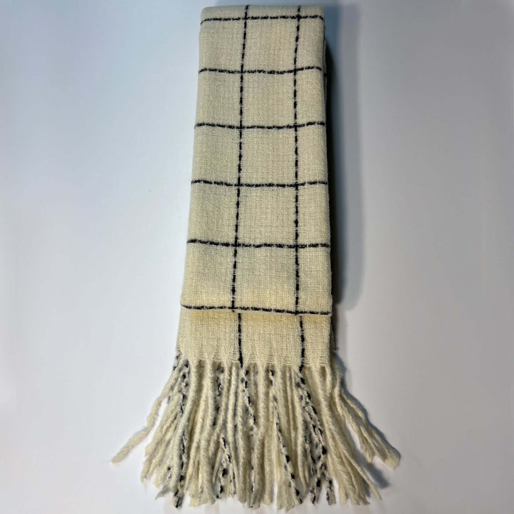 Creamy White Plaid Scarf