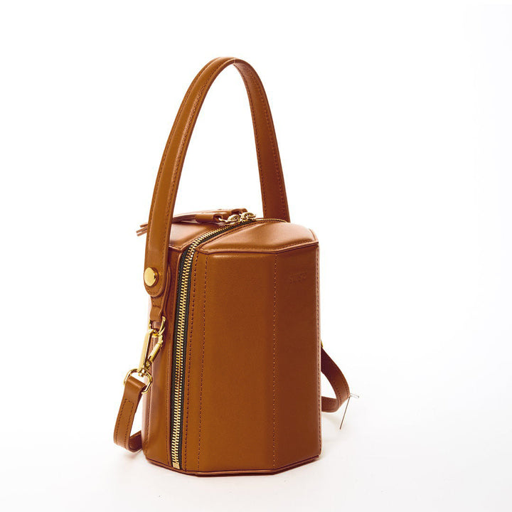 Susu The Harper Amber Brown Leather Bucket Bag