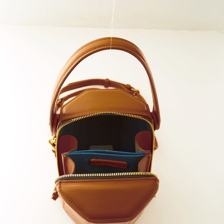 Susu The Harper Amber Brown Leather Bucket Bag
